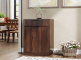 10-Gallon Woodgrain Tilt-Out Trash Can Cabinet Wooden Garbage Recycling Cabinet with Wave-Textured W2557P319051