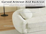 86-inch Curved Convertible Sofa Recliner, 2-in-1 Frameless Folding Sofa Bed with Pull-Out Base and W3505P452816