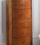 ZUN Walnut Finish 1pc Chest of Five Drawers Marble Top Ball Bearing Glides Bedroom Furniture B01146546