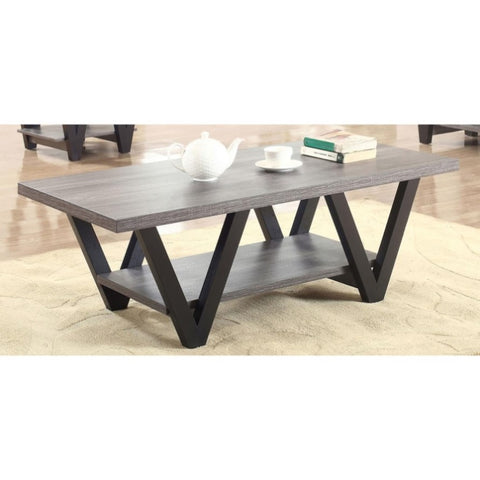 ZUN Black and Grey Angled Leg Coffee Table B062P153609