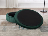 31.5"W Upholstered Round Ottoman With Reversible Lid, Velvet Storage Stool, Channel Tufted W3118P272636