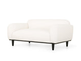 Boucl Fabric Loveseat Sofa - 50 Inch White Upholstered 2-Seater with Black Legs, Comfortable & N762P407898W