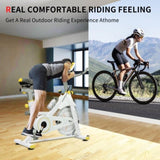 Indoor Exercise Bike Cycling Bike with Comfortable Seat Cushion YellowWhite 22187335
