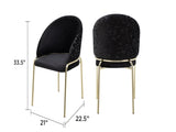 Onyx Modern Style 2PC Chairs made with Velvet fabric and Gold coated metal Legs - Black B009P332650