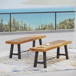 ZUN Outdoor Acacia Wood Dining BENCH Sets of 2 57240.00