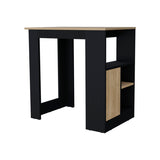 FM FURNITURE Arial Kitchen island in melamine with a door and open storage, black/natural oak B128P217896