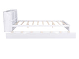 Queen Size Storage Platform Bed with Pull Out Shelves and Twin XL Size Trundle, White 31091386