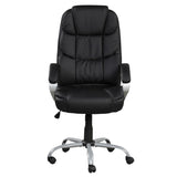 Faux Leather Height Adjustable Swivel Computer Office Chair in Black/Chrome with Padded Arms B2741P330106