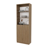 Beyerville Bookcase with Open Storage and 2 Doors, Natural Oak and White B128P314795