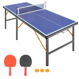 5ft Mid-Size Tennis Foldable & Portable Ping Pong Set for Indoor Games with Net, 2 W1408P272363