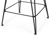 29.25" Outdoor Wicker and Iron Low Back Barstools, Brown, with Beige Cushion N772P528606L