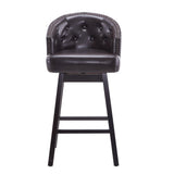 33.25" Swivel Counter Stools Set of 2, Upholstered Counter Height Bar Stools with Solid Rubber Wood WF532108BRN