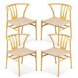 4PCS Weave Dining Chair, Mid-Century Modern Metal Rattan Chair for Kitchen Dining Living Room, Wood 93444531