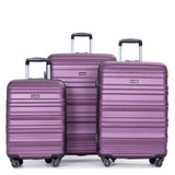 Expandable 3 Piece Luggage Sets PC Lightweight & Durable Suitcase with Two Hooks, Spinner Wheels, W284104376