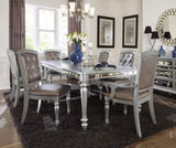 Glamourous Silver Finish Rectangular Dining Table 1pc Draw Leaf Mirror Trim Apron Dining Room B01152297