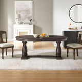 94.06 Inch Extendable Wooden Dining Table for 6 Persons,Long Expandable Curved Dining Table,Mid W2582P321482