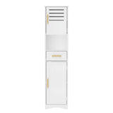 Tall Bathroom Floor Cabinet,Narrow Slim Freestanding Cabinet with 1 Drawer and 2 Doors T3210P293446