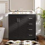 36'' Bathroom Vanity with Ceramic Sink Combo, Solid Wood Frame Bathroom Storage Cabinet, N710P243327B