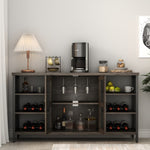 ZUN Industrial Wine Bar Cabinet, Liquor Storage Credenza, Sideboard with Wine Racks & Stemware Holder 80801520