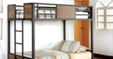 Black Finish Twin Over Twin Industrial Style Bunk Bed Metal Structure With Wooden Panel Attached B2741P353068