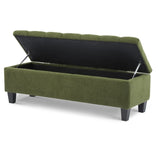 Ottoman Bench with Storage, Green Boucle Surface, Rubber Wood Legs, 300 lbs Capacity N779P294331G
