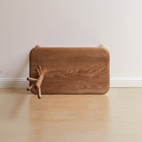 (Walnut Color) Natural Solid Wood Shoe Stool With Cloth Hanger, Mid-Century Modern Storage Bench W1283P298169