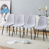 Comfortable Linen-Cotton Dining Chair Set - Four Pieces in Light Gray.Integrated Seat and W1151P228095