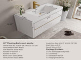 42" Wall-Mounted Bathroom Vanity with Sink, Floating Bathroom Storage Cabinet with Stone Resin W1573P389276