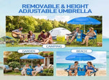 55.91"*19.69"*31.50"Double Folding Beach Chair with Removable Adjustable Umbrella, 2-Person XL 87545942