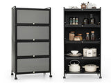 5-Tier Rolling Microwave Stand Flip Dust-Proof Doors 4 Casters with Brakes Kitchen Storage Rack 85133161