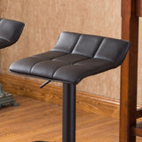 ZUN Belham Swivel Black Bonded Leather Adjustable Bar Stool, Set of 2 T2574P165093