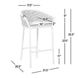 Rowan 27.5" Rope Barrel Low Back Patio Counter Stool, Set of 2, Optic White Acrylic B2719P245992