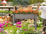Grey Bed with Legs, Elevated Wooden Planter Box for Outdoor Plants Flowers Fruits Vegetable Herb 53470773
