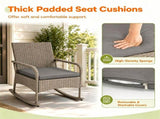 3 Piece Outdoor PE Rattan Rocking Bistro Set, 2 Rocking Chairs with Washable Gray Cushions & 2-Tier 38617759