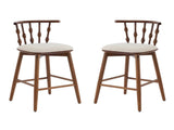 Doria Indoor Wooden Barstool, Walnut Finish With Beige Upholstery, Set of 2 N775P299416W