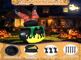 6FT Halloween Inflatable Animated Kicking Witch, LED Light Up Flaming Cauldron, Weather Resistant 47706562