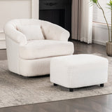 Swivel Chair with Ottoman, Modern Luxury Velvet Swivel Accent Chair, Comfy Round Armchair, Single W2012P272071