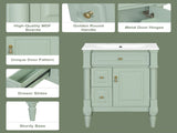 24 Inch Bathroom Vanity with Sink, Green Freestanding Bathroom Cabinet with Flip Drawer, Adjustable 55079324