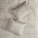 12 Piece Jacquard Comforter Set with Bed Sheets Khaki Cal King B03597187