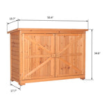 ZUN Double Doors Fir Wooden Garden Yard Shed Lockers Outdoor Storage Cabinet Unit Orange Red 38440090