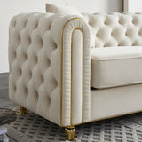 86'' W Luxury Modern Tufted Sofa with 2pcs of toss pillows for Living Room ,Bedroom,Beige Color W579P303655