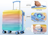 20" Carry-on Luggage with Cup Holder Lightweight Glossy Hardshell Suitcases with Spinner Wheels, 94062190