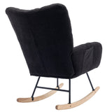 ZUN Rocking Chair Pocket, Soft Teddy Fabric Rocking Chair for Nursery, Comfy Wingback Glider Rocker W1372128347