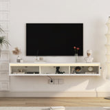 Floating TV Stand, Wall Mounted TV Shelf with Led Lights & Power Outlet,High Gloss TV Cabinet for tv W1321P311892