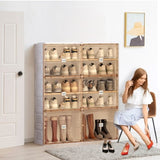 ZUN Portable Shoe cabinet Living Room,Stackable Storage Organizer Cabinet with Doors and Shelves,Shoe 86801122