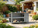 54" 2-Story Large Rabbit Hutch, Bunny Cage, Wooden Pet House, Small Animal Habitat, Gray with 46441239
