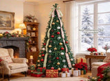 7ft Collapsible Pop Up Christmas Tree Artificial PVC Xmas Tree with Satin Ribbons & Bow Unlit 06550874