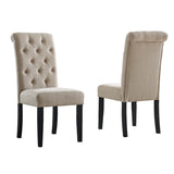 Leviton Solid Wood Tufted Asons Dining Chair, Set of 2, Tan T2574P164565