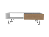 Coffee Table, 1 Drawer, 1 Shelf, White / Natural Oak B097P262379
