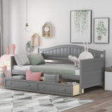 Twin Wooden Daybed with 2 drawers, Sofa Bed for Bedroom Living Room,No Box Spring Needed,Gray WF192860AAE